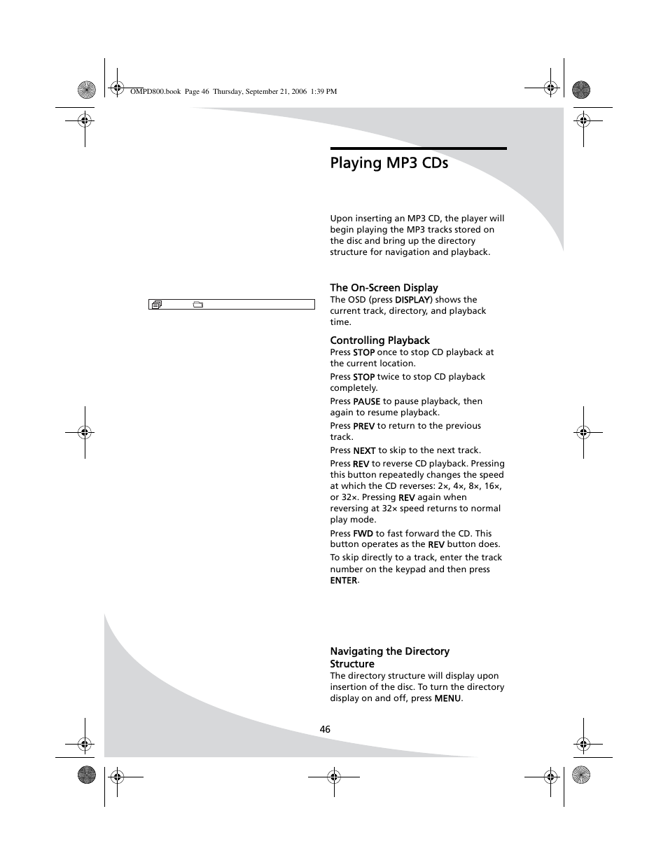 Playing mp3 cds | SpectronIQ PD-1100 User Manual | Page 58 / 92