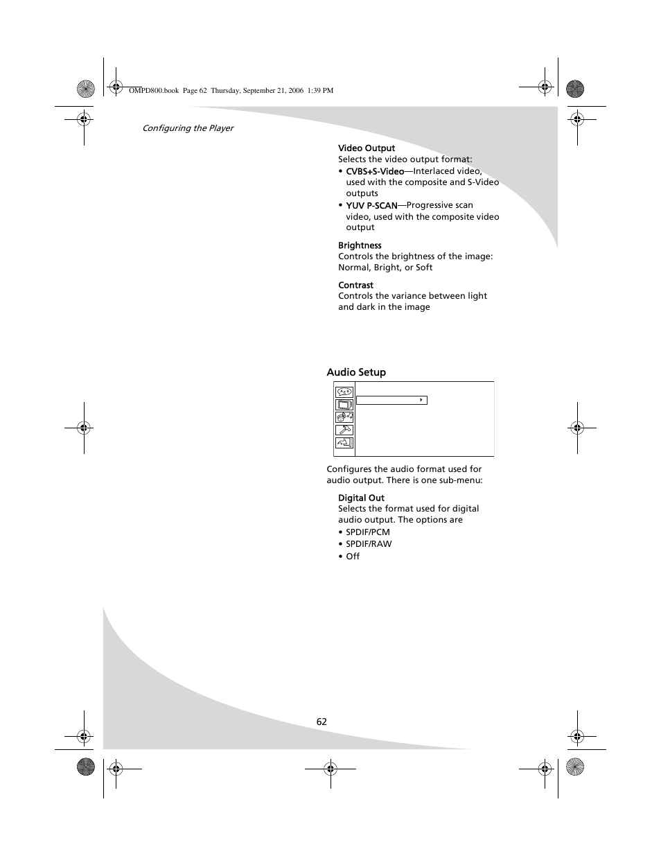 Audio setup | SpectronIQ PD-1100 User Manual | Page 74 / 92