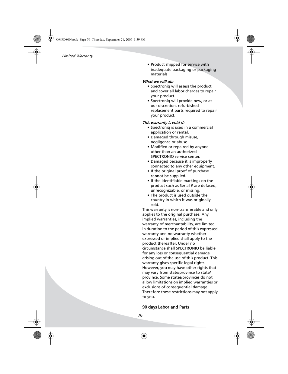 SpectronIQ PD-1100 User Manual | Page 88 / 92