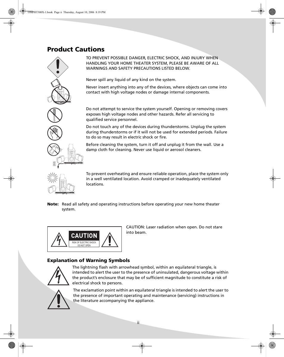 Product cautions | SpectronIQ PHT-300X User Manual | Page 4 / 44