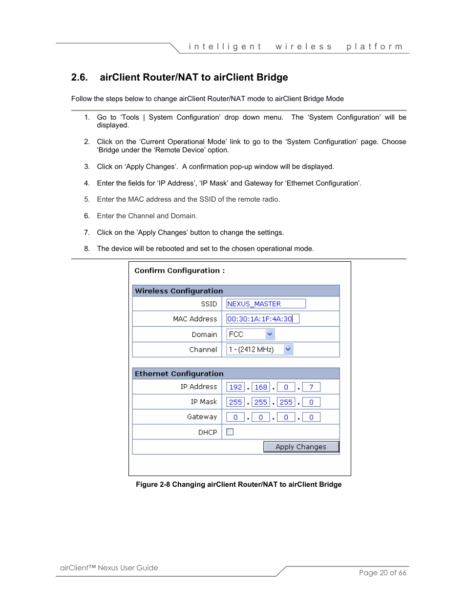 Airclient router/nat to airclient bridge | SmartBridges sB3410 User Manual | Page 20 / 66