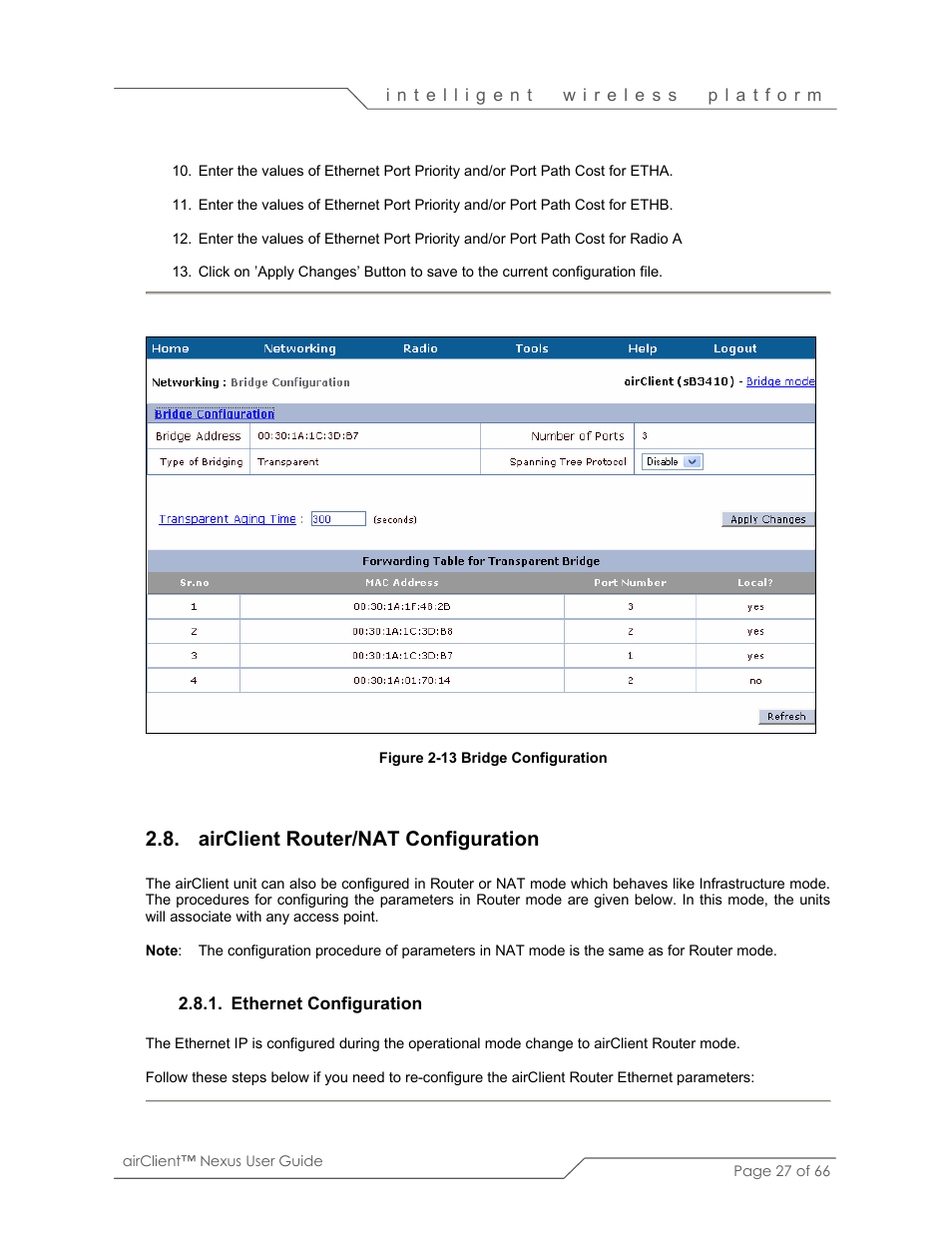 Airclient router/nat configuration | SmartBridges sB3410 User Manual | Page 27 / 66