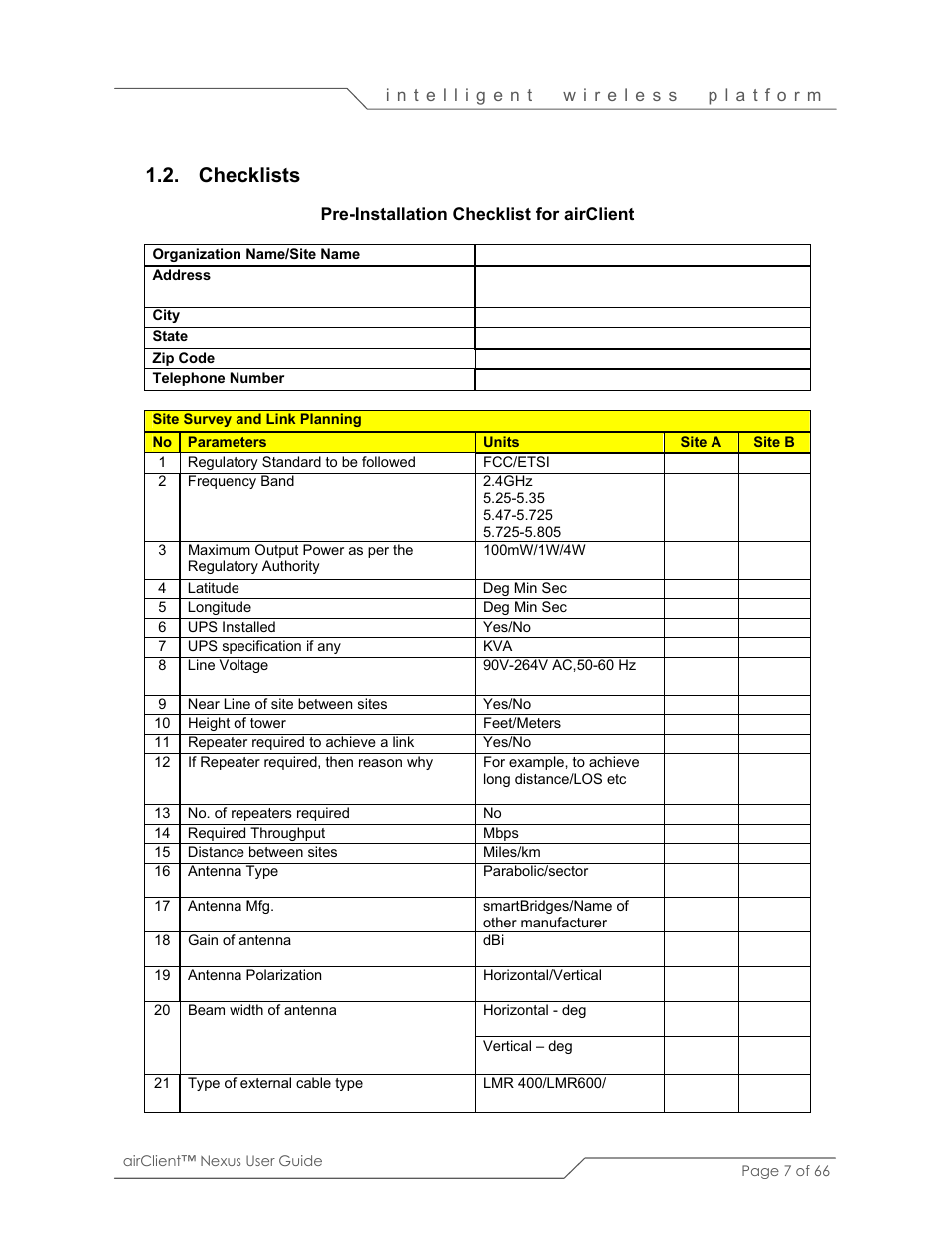 Checklists | SmartBridges sB3410 User Manual | Page 7 / 66