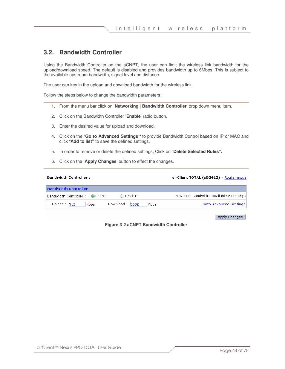 Bandwidth controller | SmartBridges sB3412 User Manual | Page 44 / 78