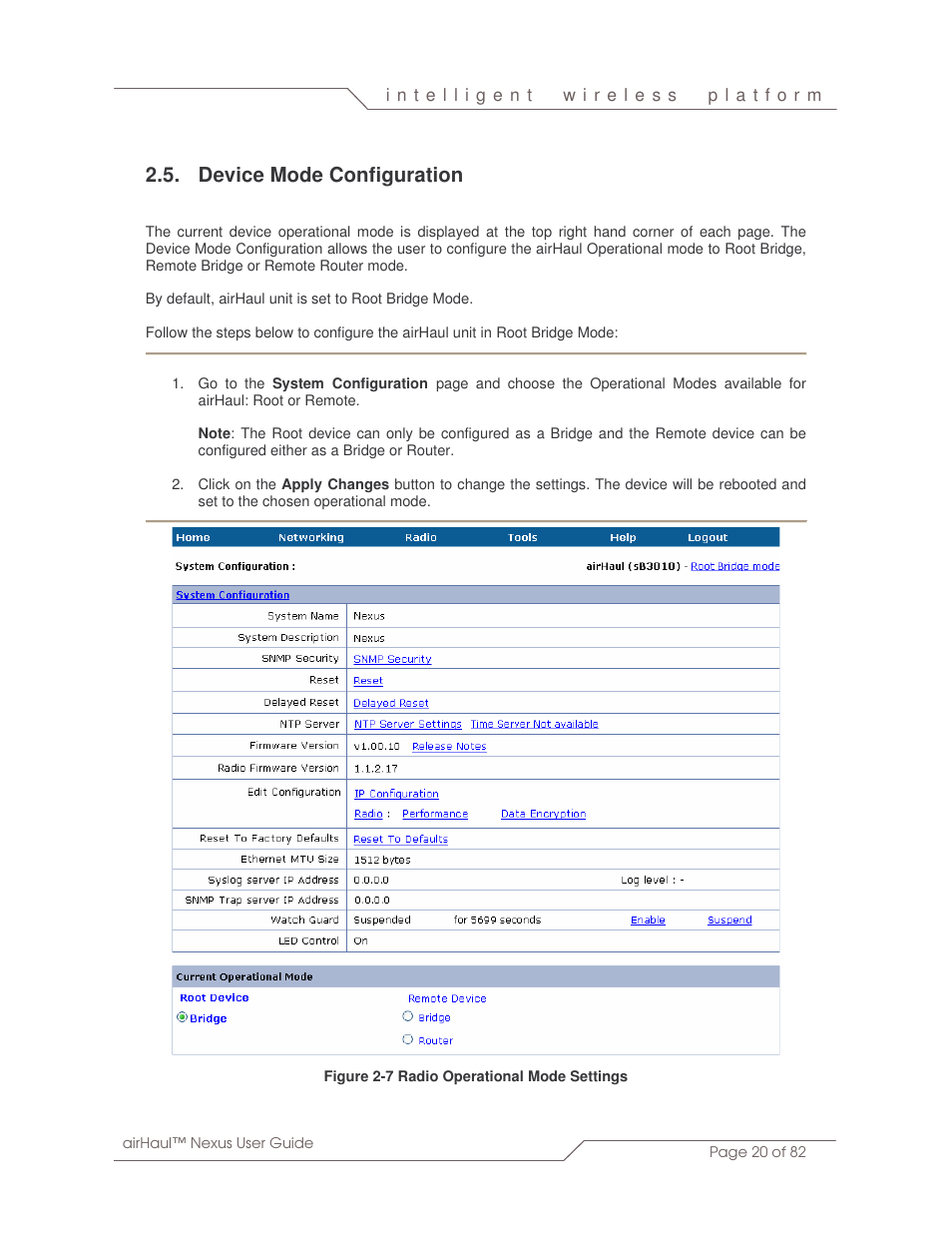 Device mode configuration | SmartBridges sB3010 User Manual | Page 20 / 82