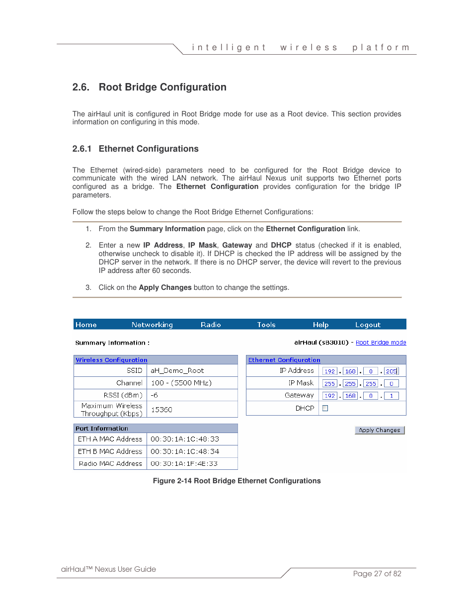 Root bridge configuration | SmartBridges sB3010 User Manual | Page 27 / 82