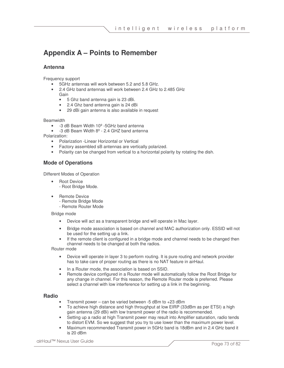 Appendix a – points to remember | SmartBridges sB3010 User Manual | Page 73 / 82
