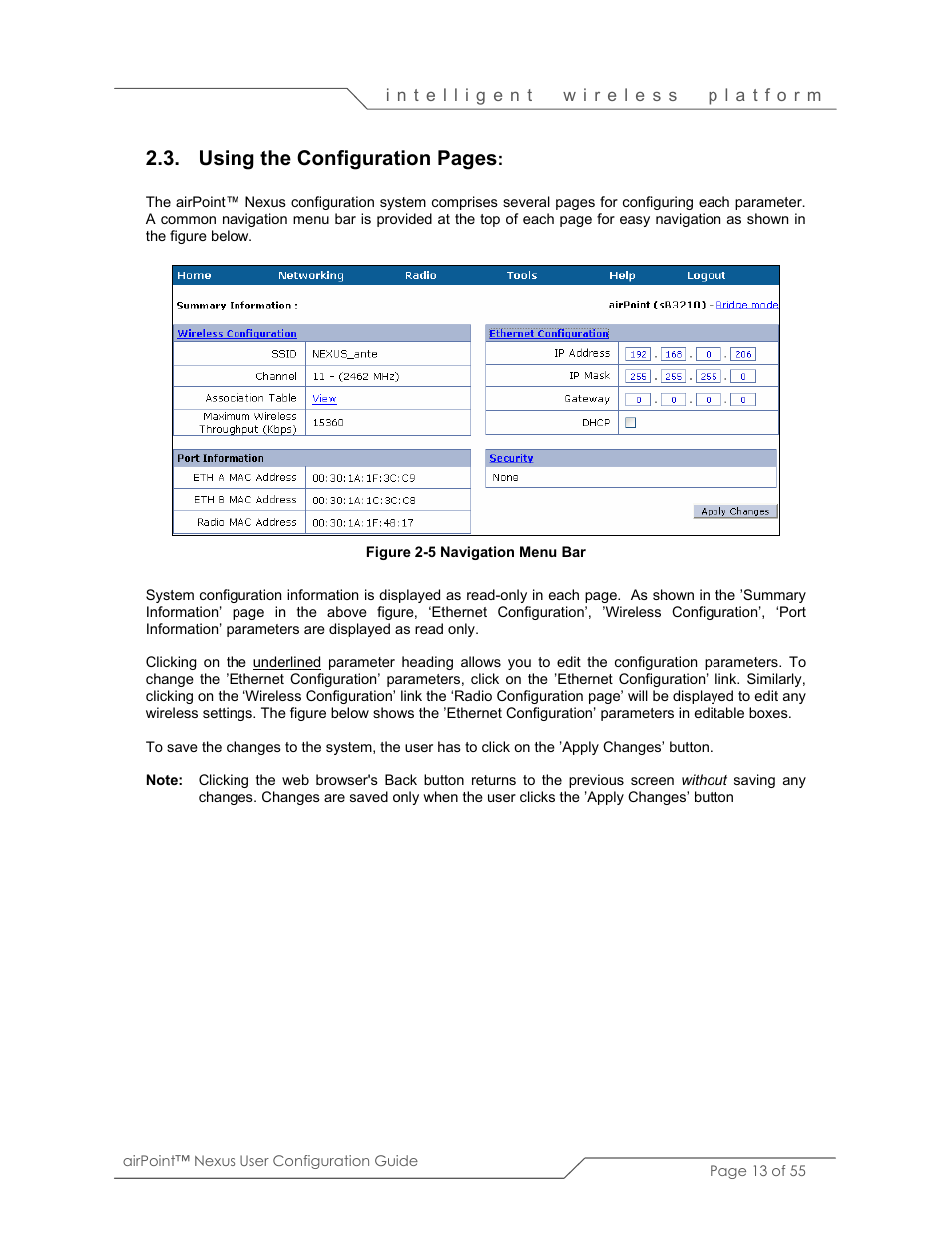 Using the configuration pages | SmartBridges sB3210 User Manual | Page 13 / 55