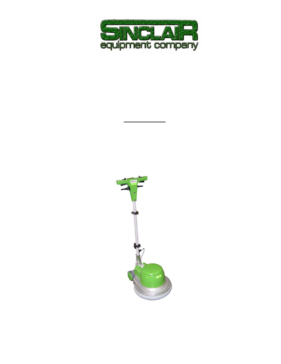 Sinclair Surface Prep Machine 390 User Manual | 16 pages