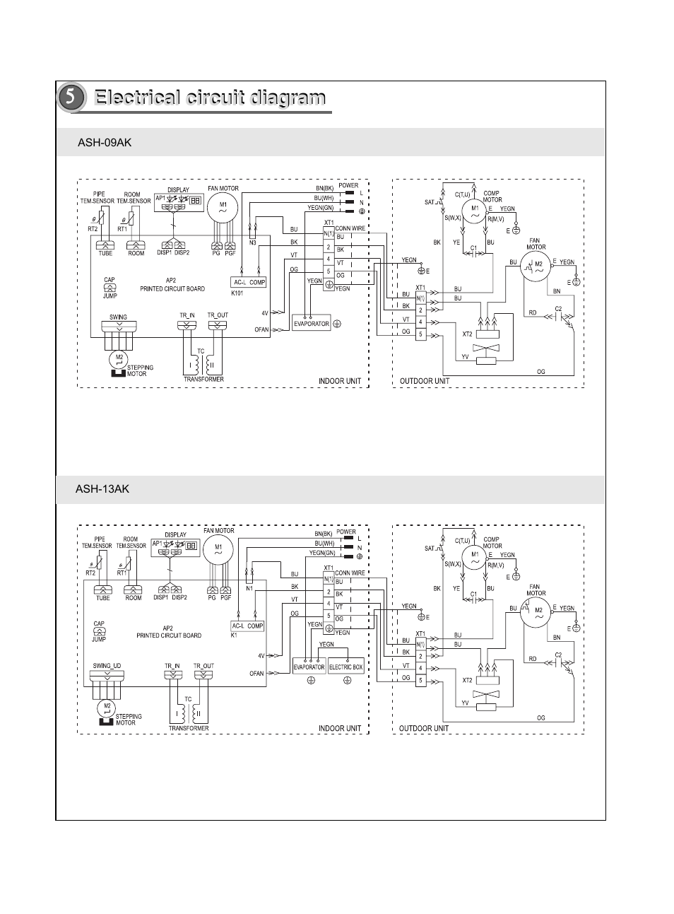 Electrical circuit diagram | Sinclair KING ASH-09AK User Manual | Page 9 / 49