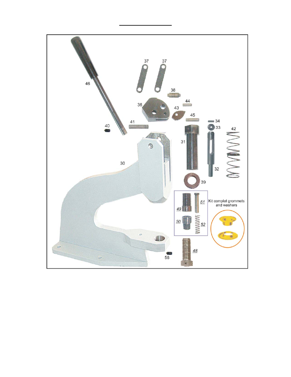 Parts schematic | Sinclair Manual Grommet Machine PG20 User Manual | Page 6 / 8