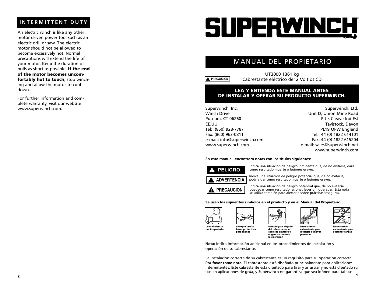 Manual del propietario | Superwinch UT3000 - 1,360 kgs/12V User Manual | Page 5 / 12