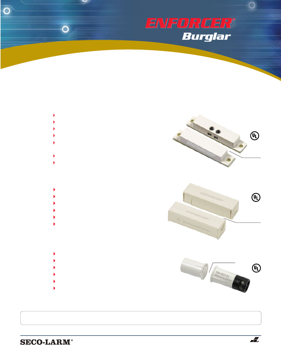 SECO-LARM USA Enforcer SM-407-5T/W User Manual | 1 page