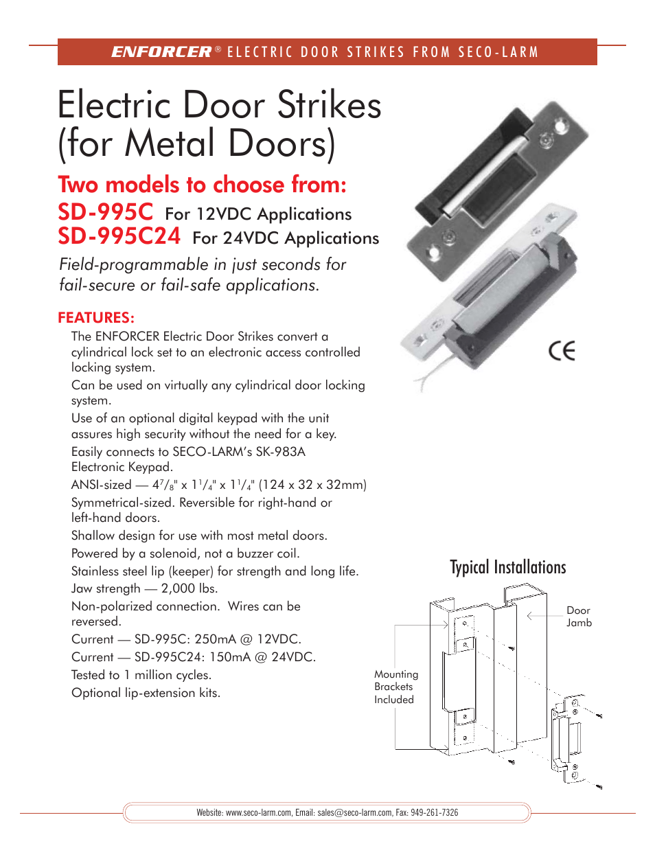 SECO-LARM USA SD-995C24 User Manual | 1 page