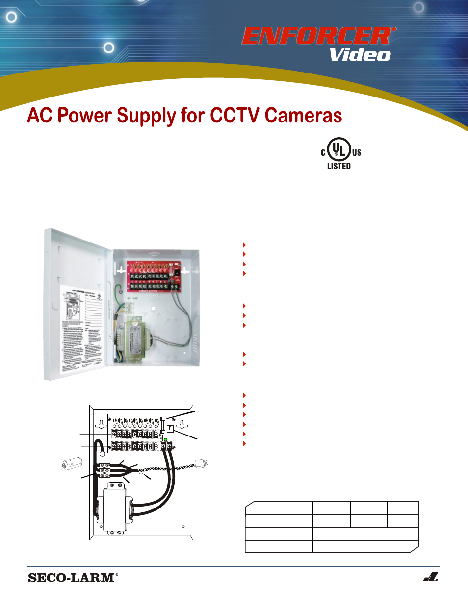 SECO-LARM USA Enforcer Video EVP-1SA4P9UL User Manual | 1 page