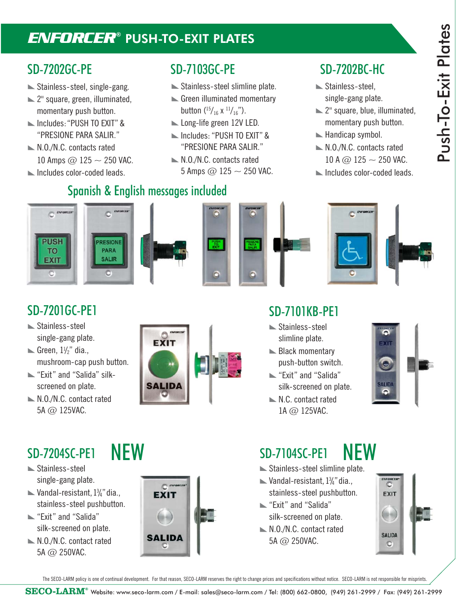 SECO-LARM USA SD-7104SC-PE1 User Manual | 1 page