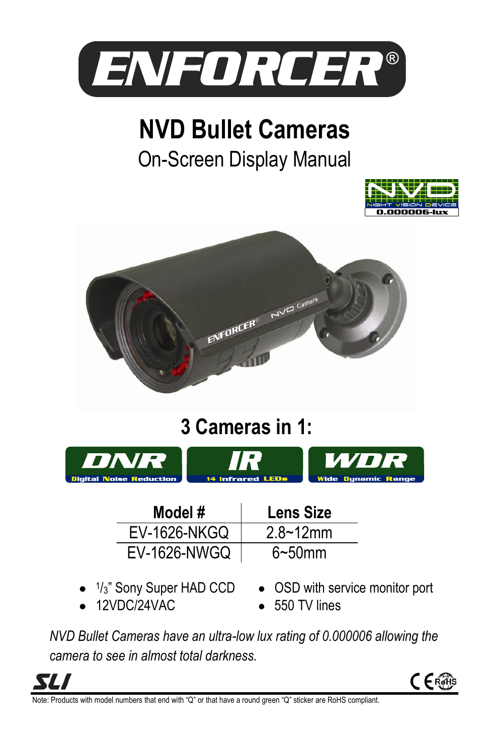 SECO-LARM USA NVD Bullet Cameras EV-1626-NKGQ 2.8~12mm User Manual | 16 pages