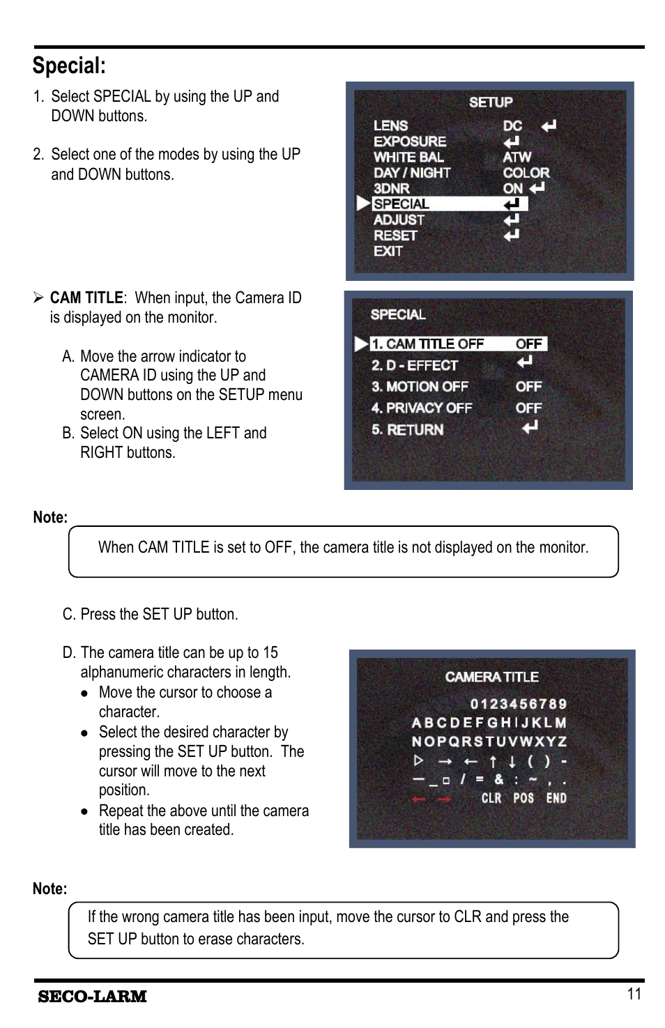 Special | SECO-LARM USA NVD Bullet Cameras EV-1626-NKGQ 2.8~12mm User Manual | Page 11 / 16