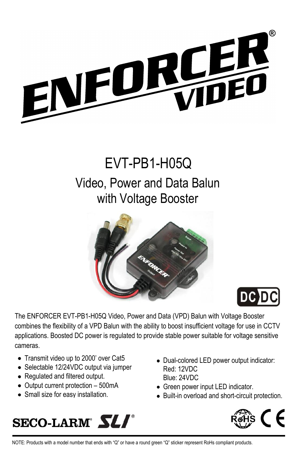 SECO-LARM USA Enforcer Video EVT-PB1-H05Q User Manual | 4 pages