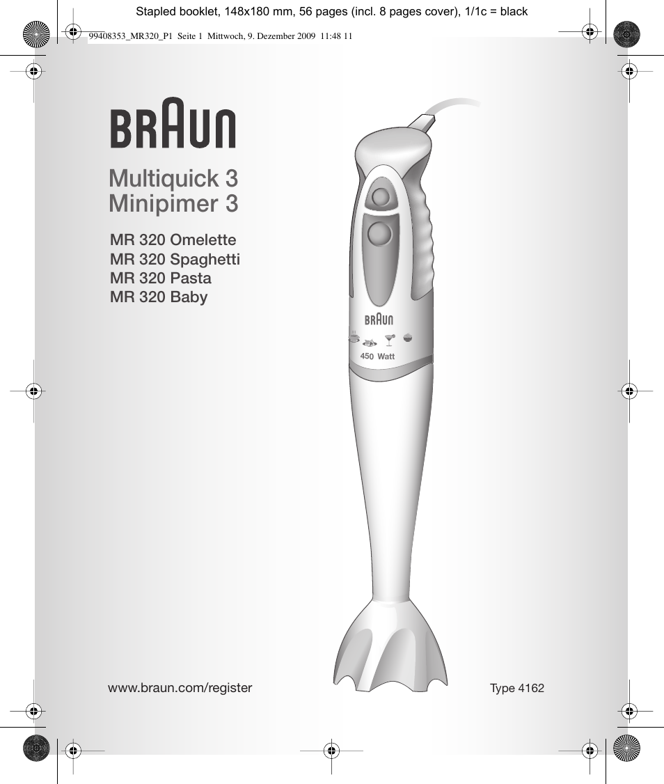 Braun MR320 Baby User Manual | 54 pages