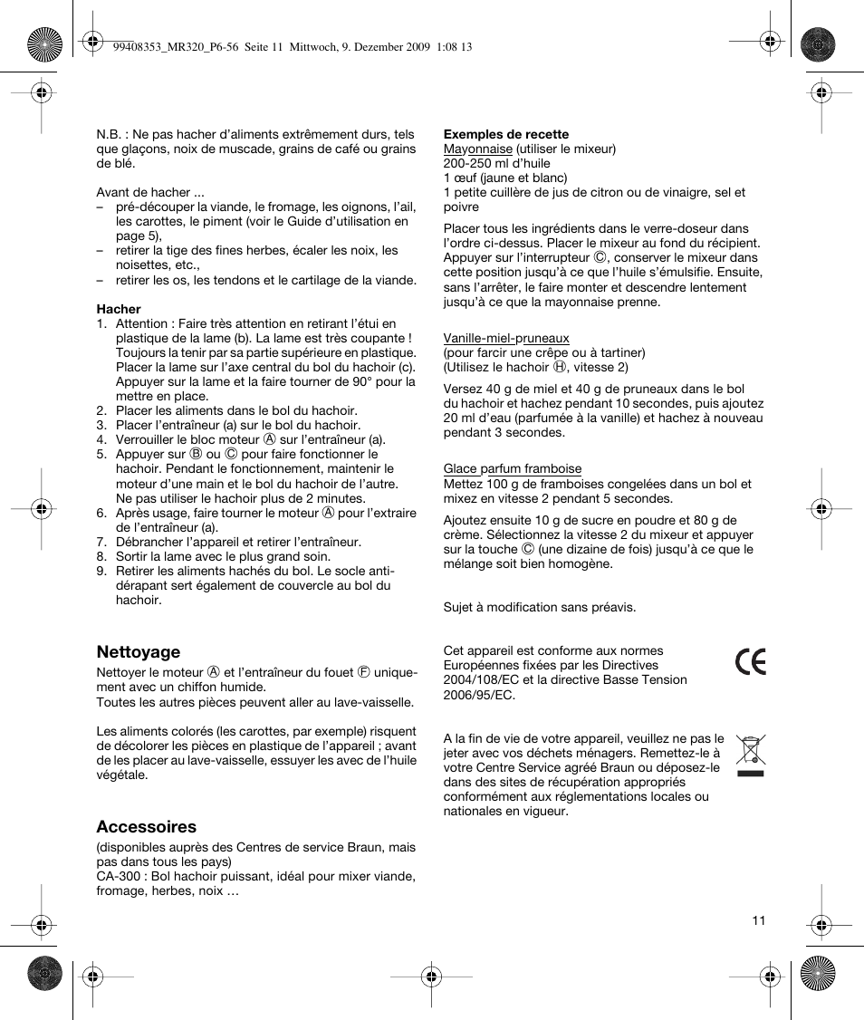Braun MR320 Baby User Manual | Page 10 / 54