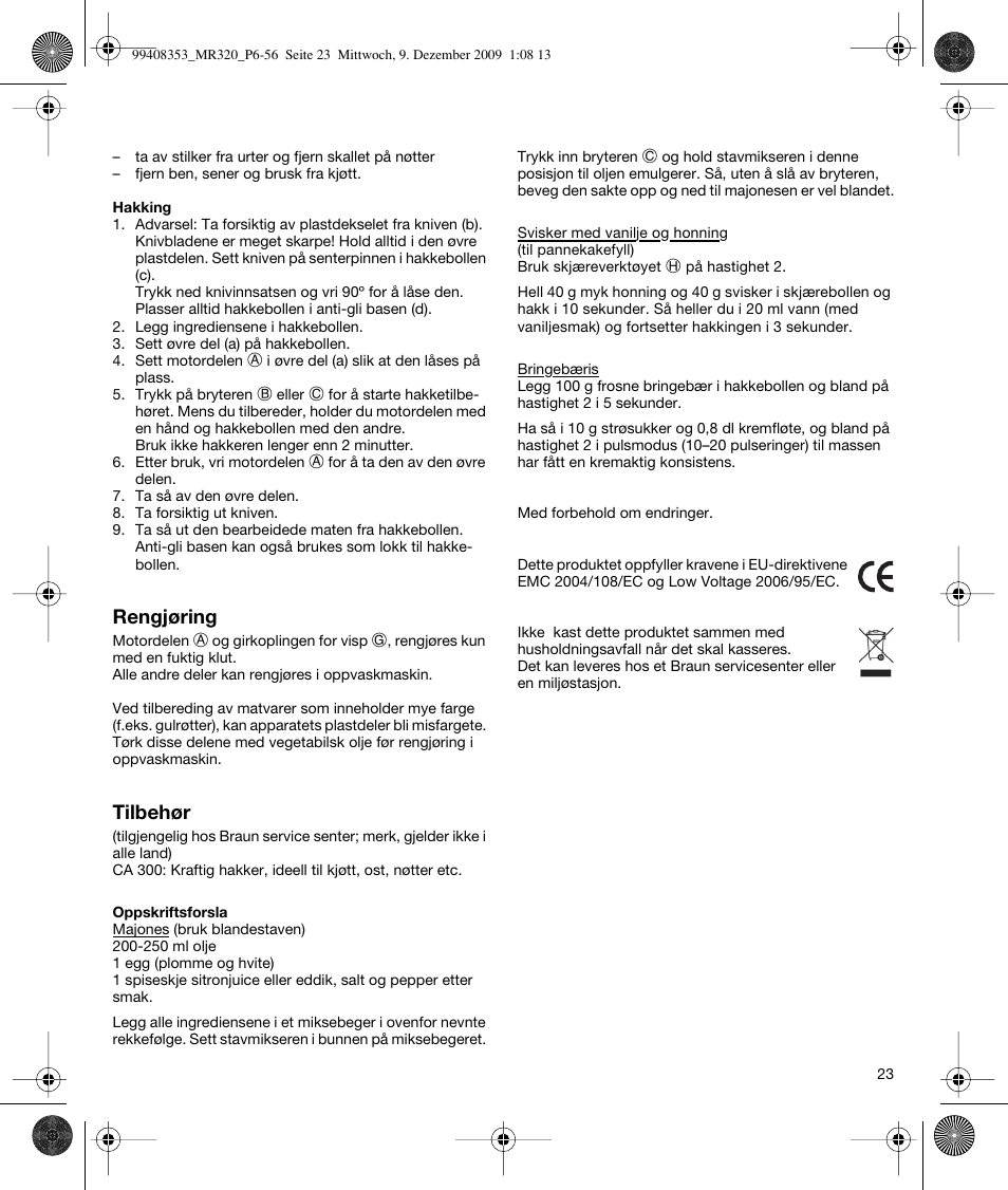 Braun MR320 Baby User Manual | Page 22 / 54