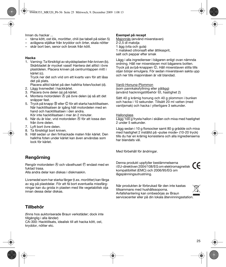 Braun MR320 Baby User Manual | Page 24 / 54