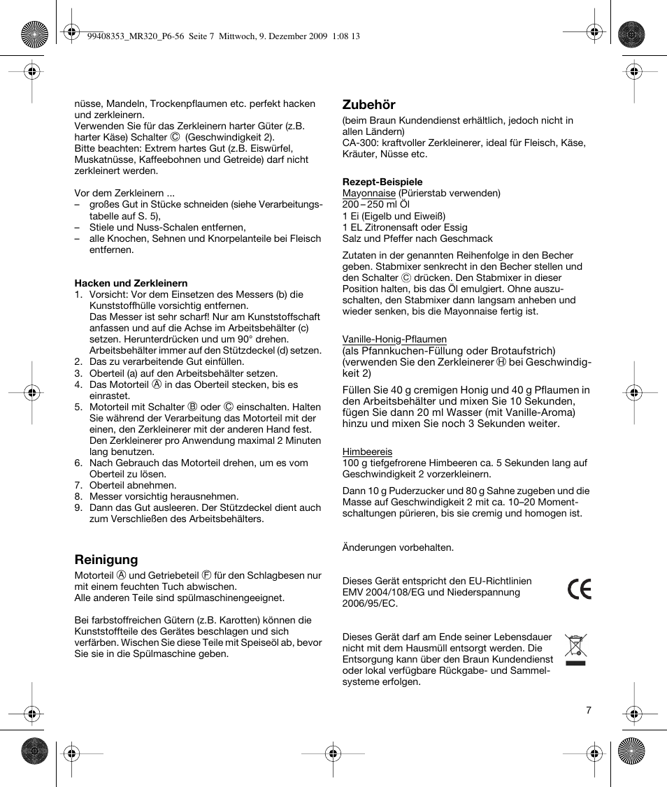 Braun MR320 Baby User Manual | Page 6 / 54