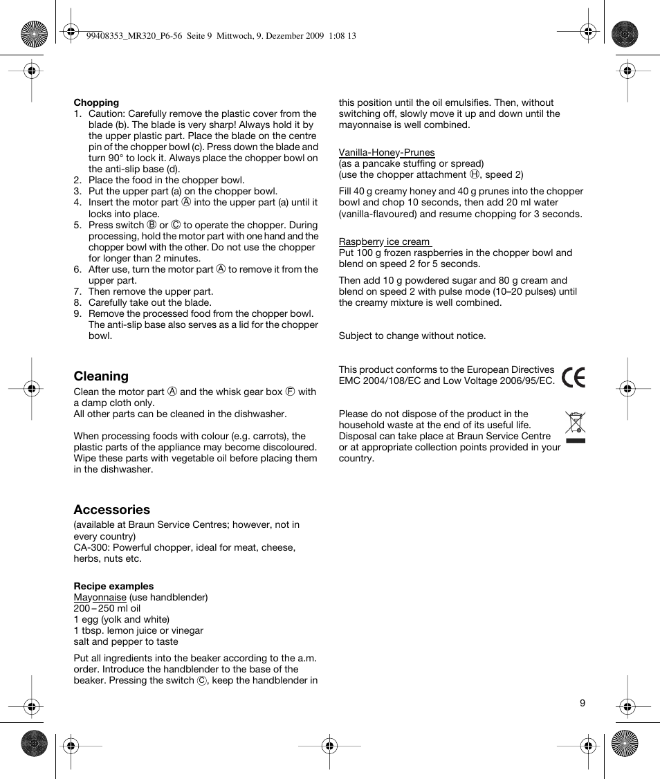 Braun MR320 Baby User Manual | Page 8 / 54