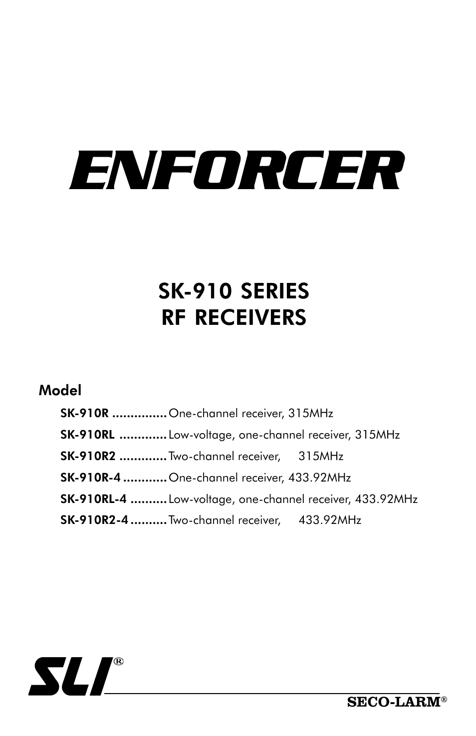 SECO-LARM USA Enforcer RF Receivers SK-910R-4 User Manual | 4 pages