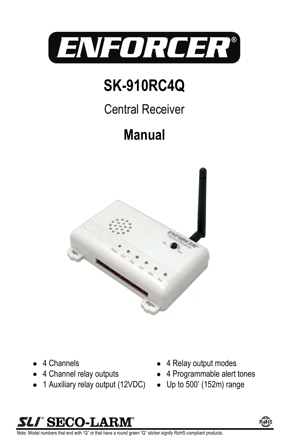 SECO-LARM USA Central Receiver SK-910RC4Q User Manual | 8 pages