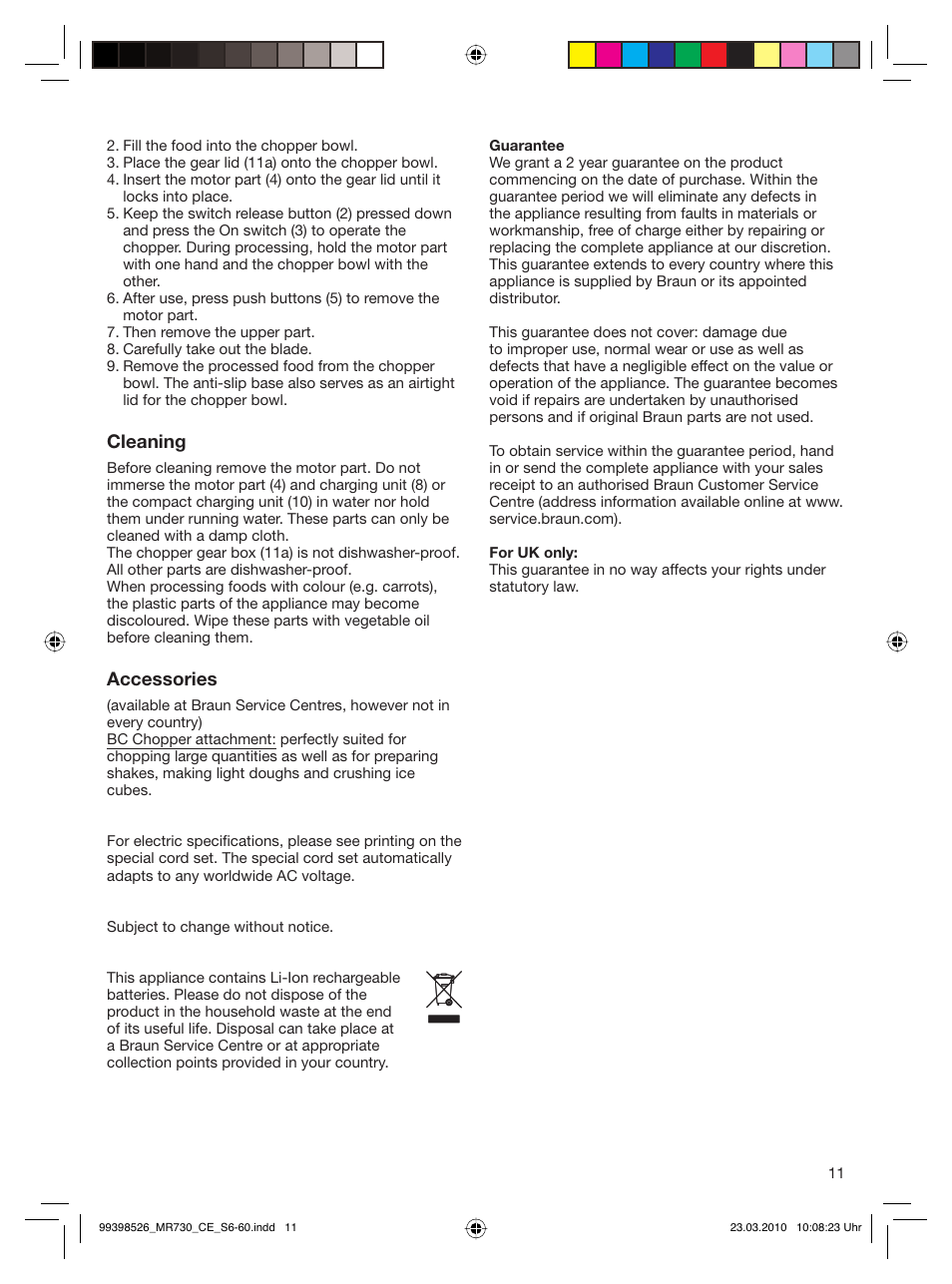 Braun MR730 cm User Manual | Page 10 / 54