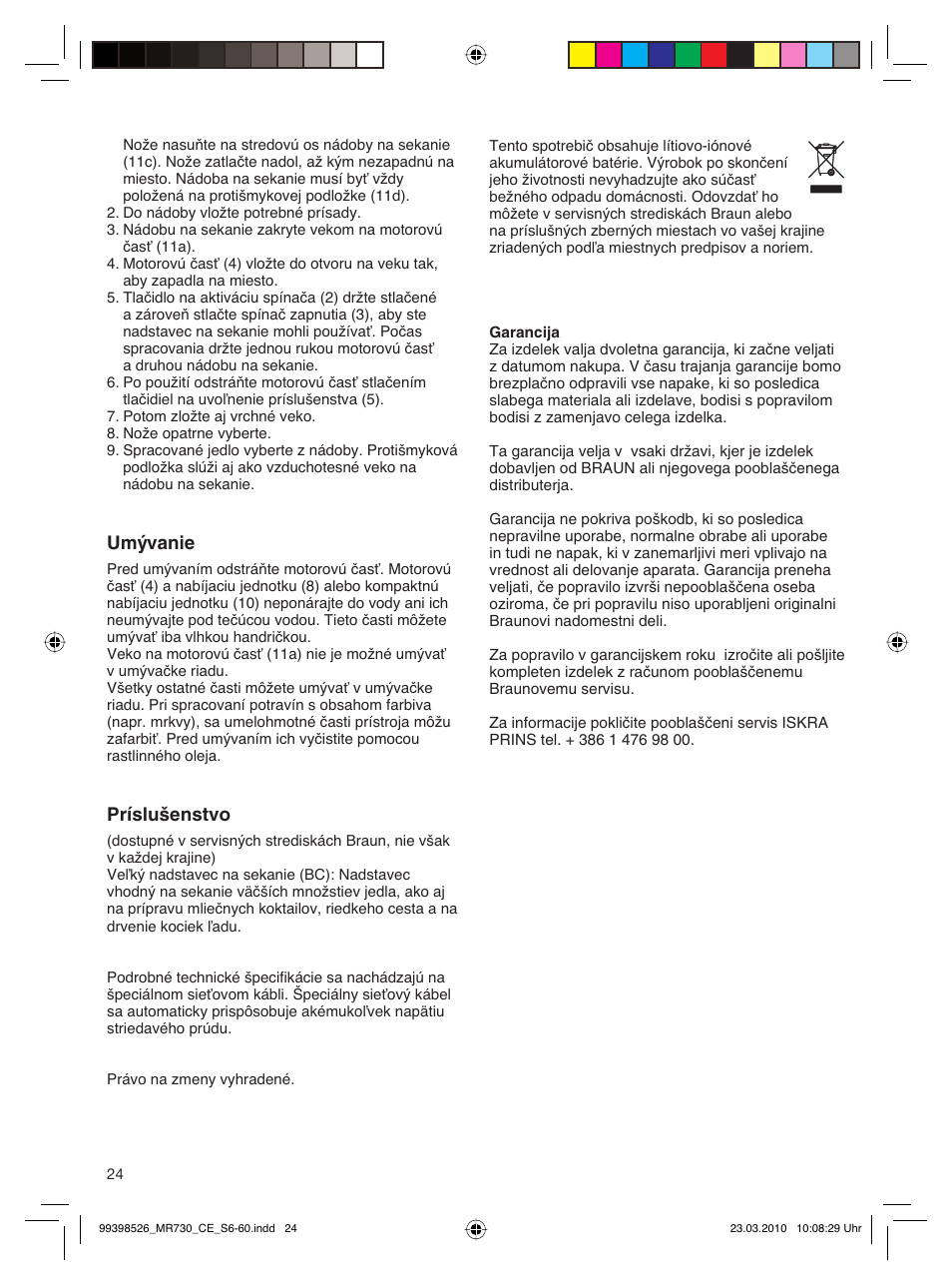 Braun MR730 cm User Manual | Page 23 / 54