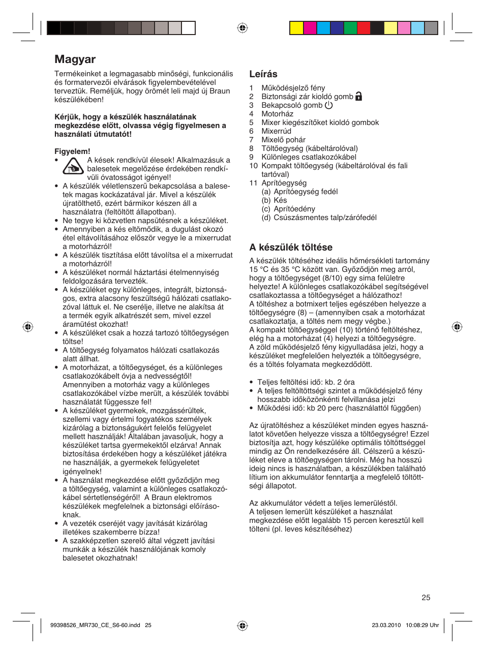 Magyar | Braun MR730 cm User Manual | Page 24 / 54