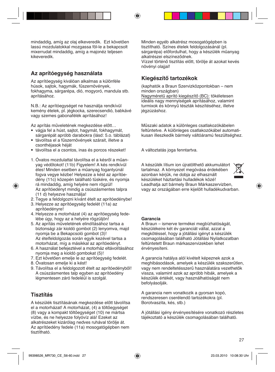 Braun MR730 cm User Manual | Page 26 / 54