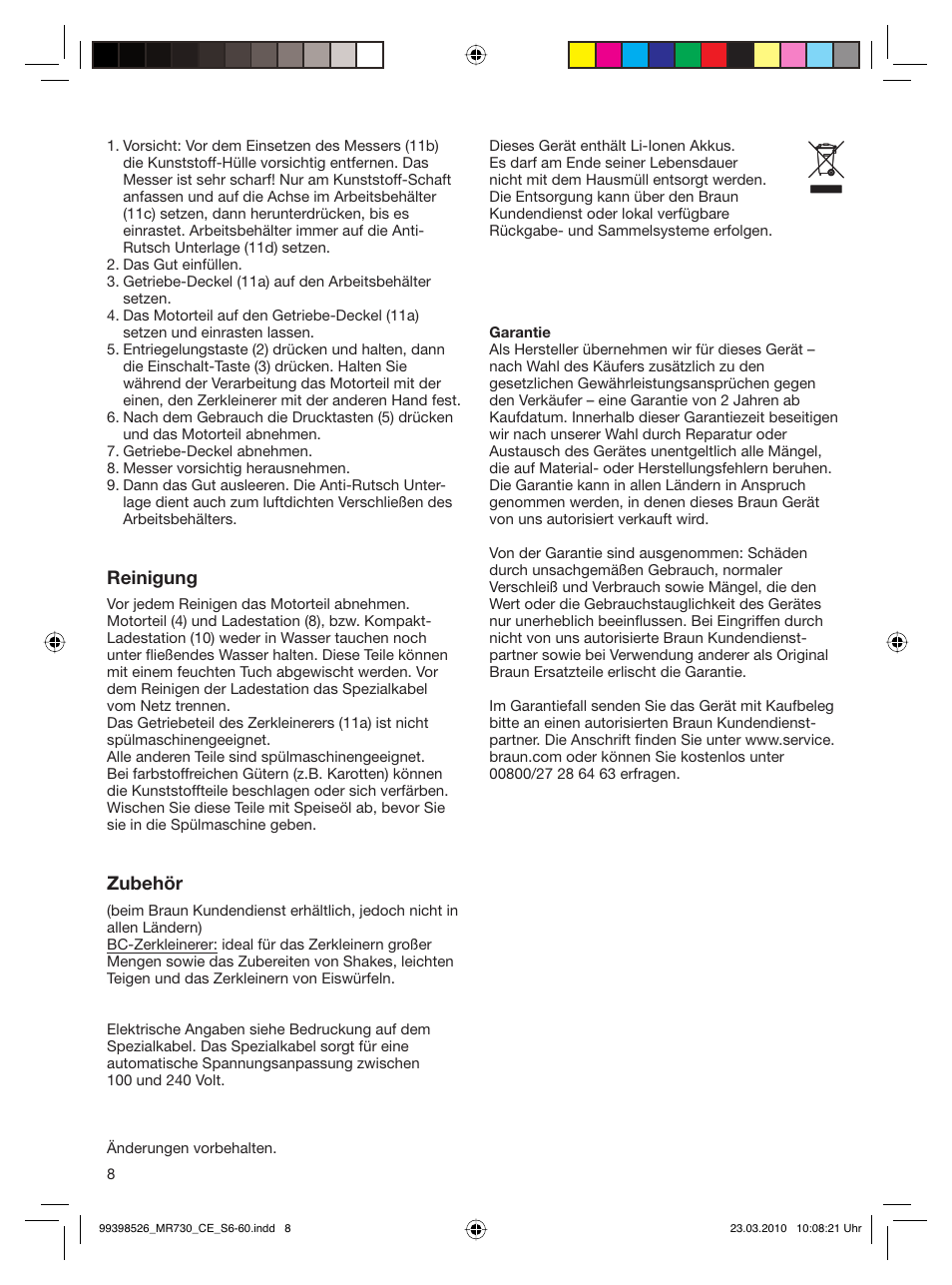 Braun MR730 cm User Manual | Page 7 / 54