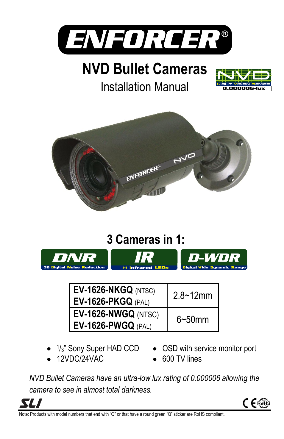 SECO-LARM USA NVD Bullet Cameras EV-1626-PWGQ User Manual | 4 pages