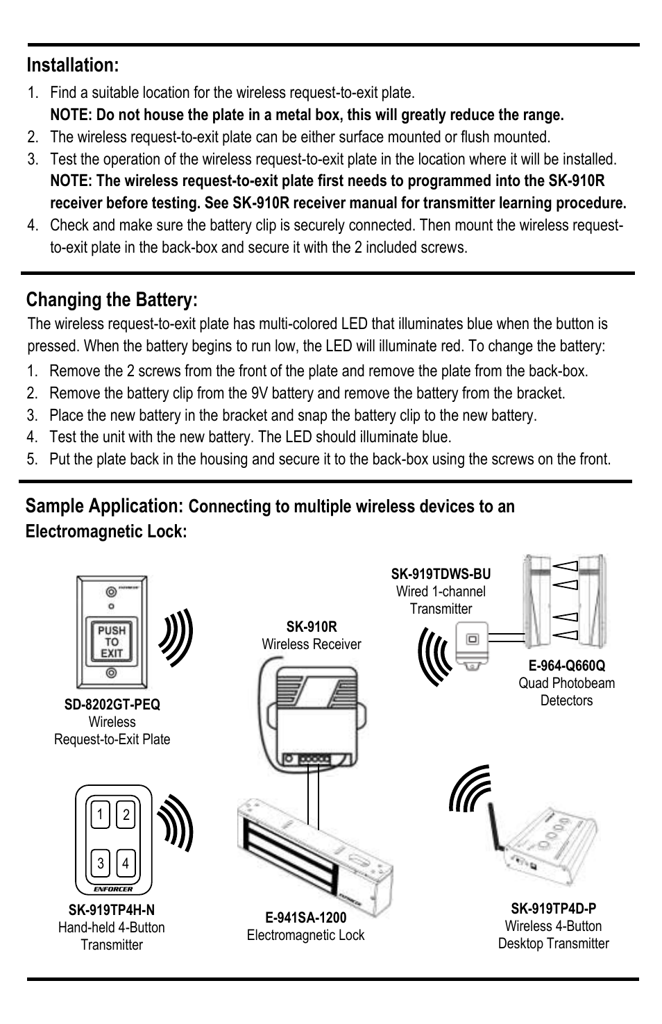 SECO-LARM USA ENFORCER Wireless RF Request-to-Exit Buttons SD-8103GT-PEQ User Manual | Page 3 / 4