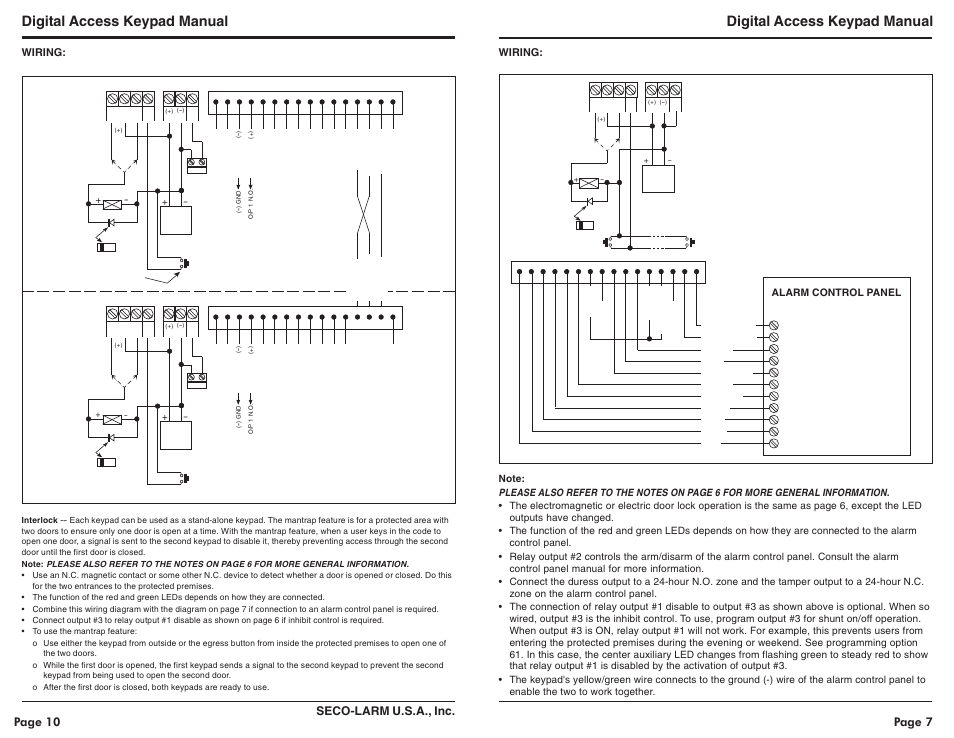 Digital access keypad manual, Seco-larm u.s.a., inc, Page 10 page 7 | SECO-LARM USA Enforcer Access SK-1131-SQ User Manual | Page 7 / 8