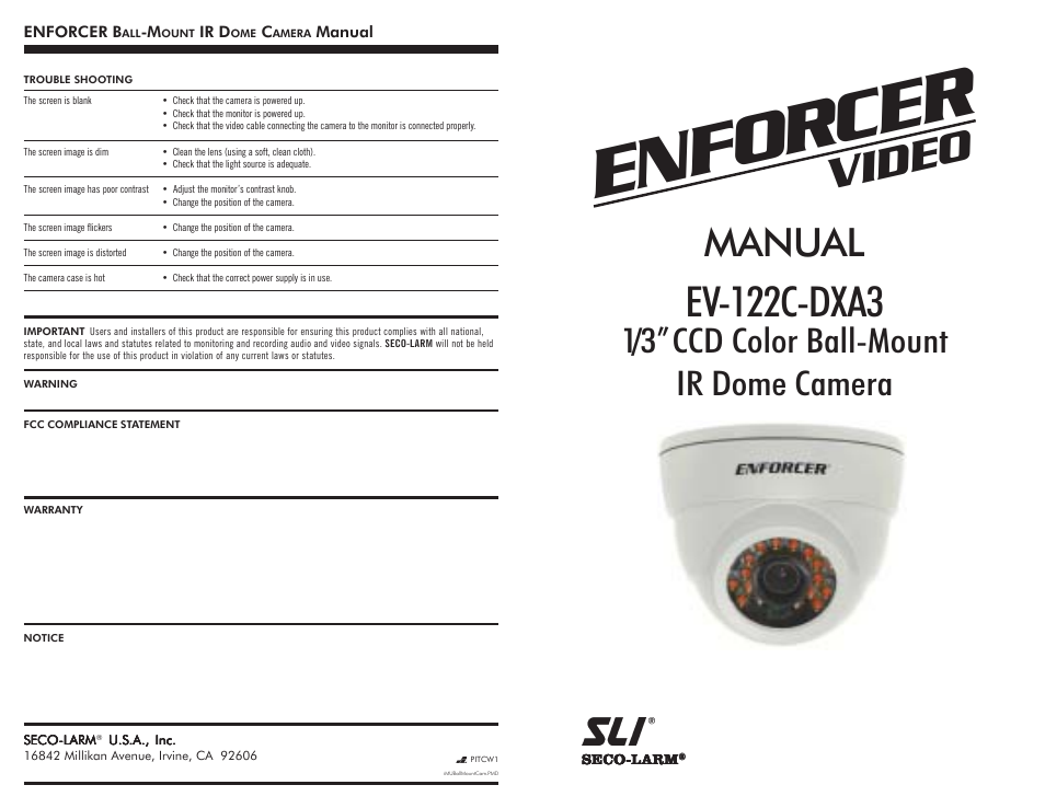 SECO-LARM USA Enforcer Video EV-122C-DXA3 User Manual | 2 pages