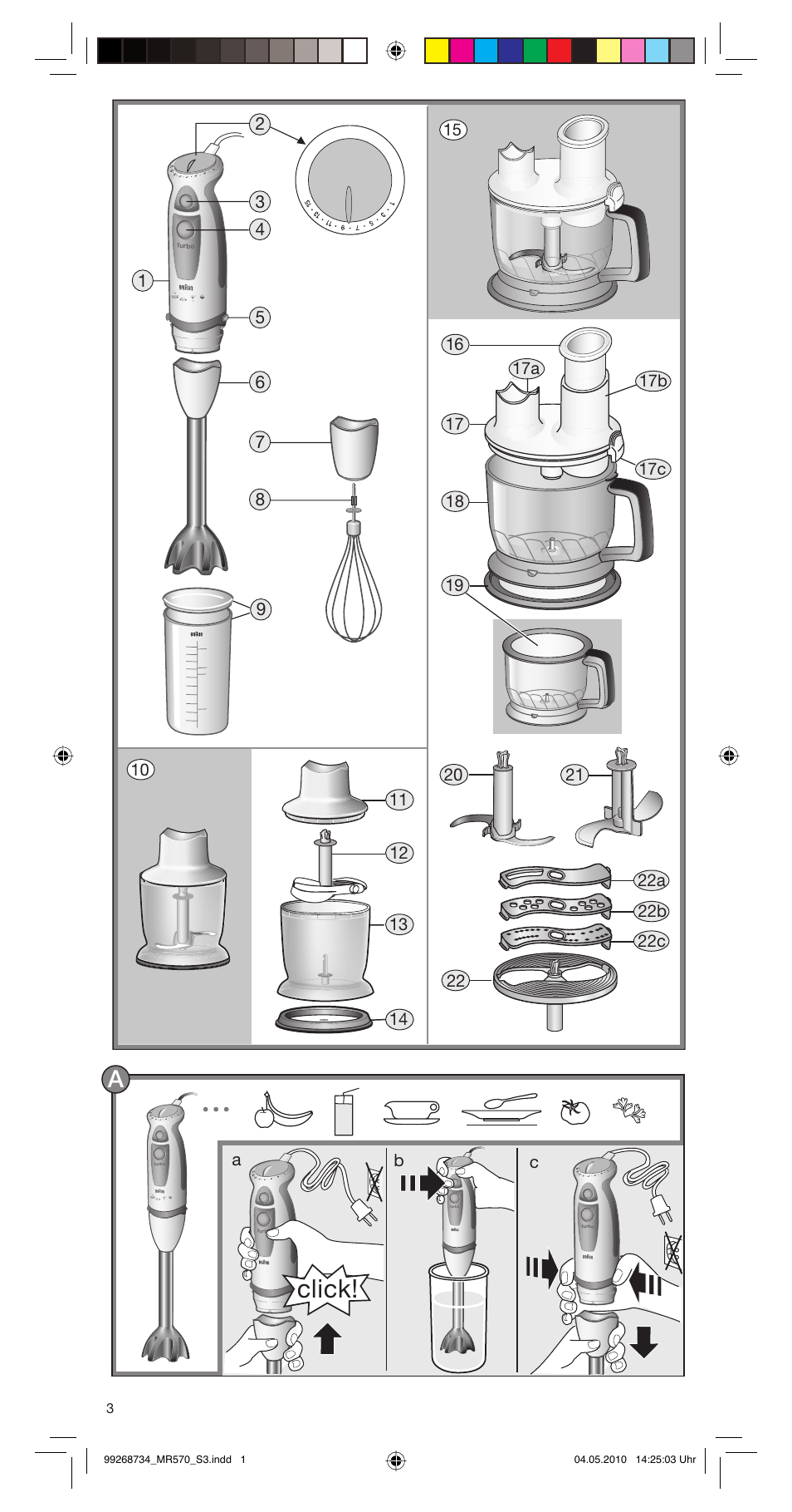Click | Braun MR570 Patisserie User Manual | Page 3 / 55