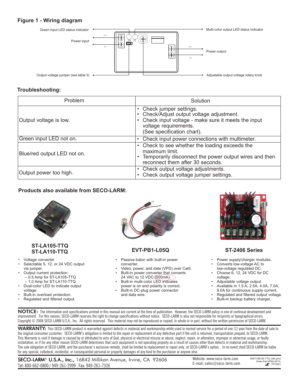 SECO-LARM USA Enforcer Voltage Booster ST-HB105-TTQ User Manual | Page 2 / 2
