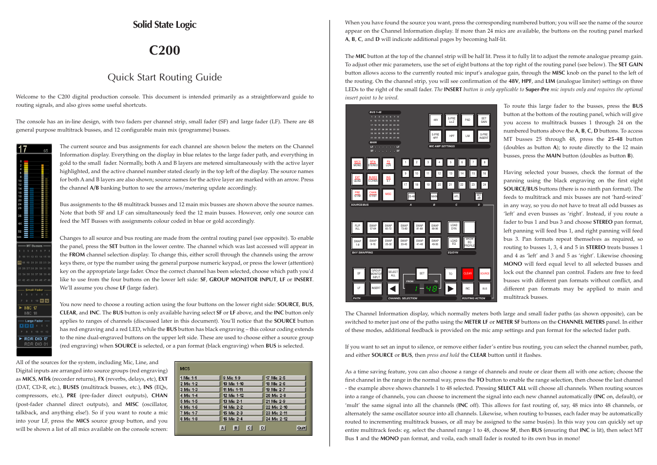Solid State Logic C200 User Manual | 2 pages