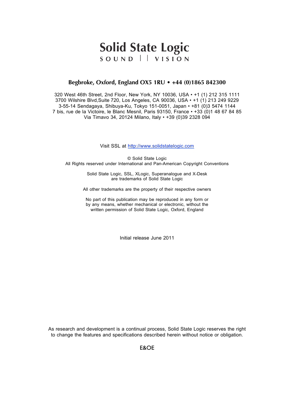 Solid State Logic 82BXEM01A User Manual | Page 16 / 16