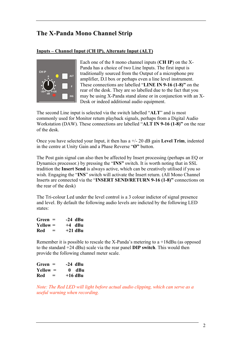 The x-panda mono channel strip | Solid State Logic 82BXEM01A User Manual | Page 6 / 16