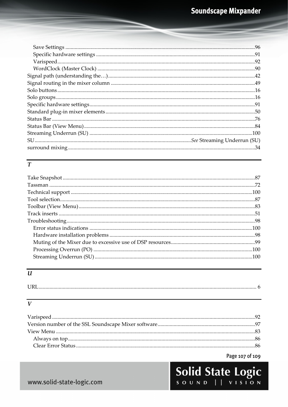 Soundscape mixpander | Solid State Logic Soundscape Mixer User Manual | Page 107 / 109