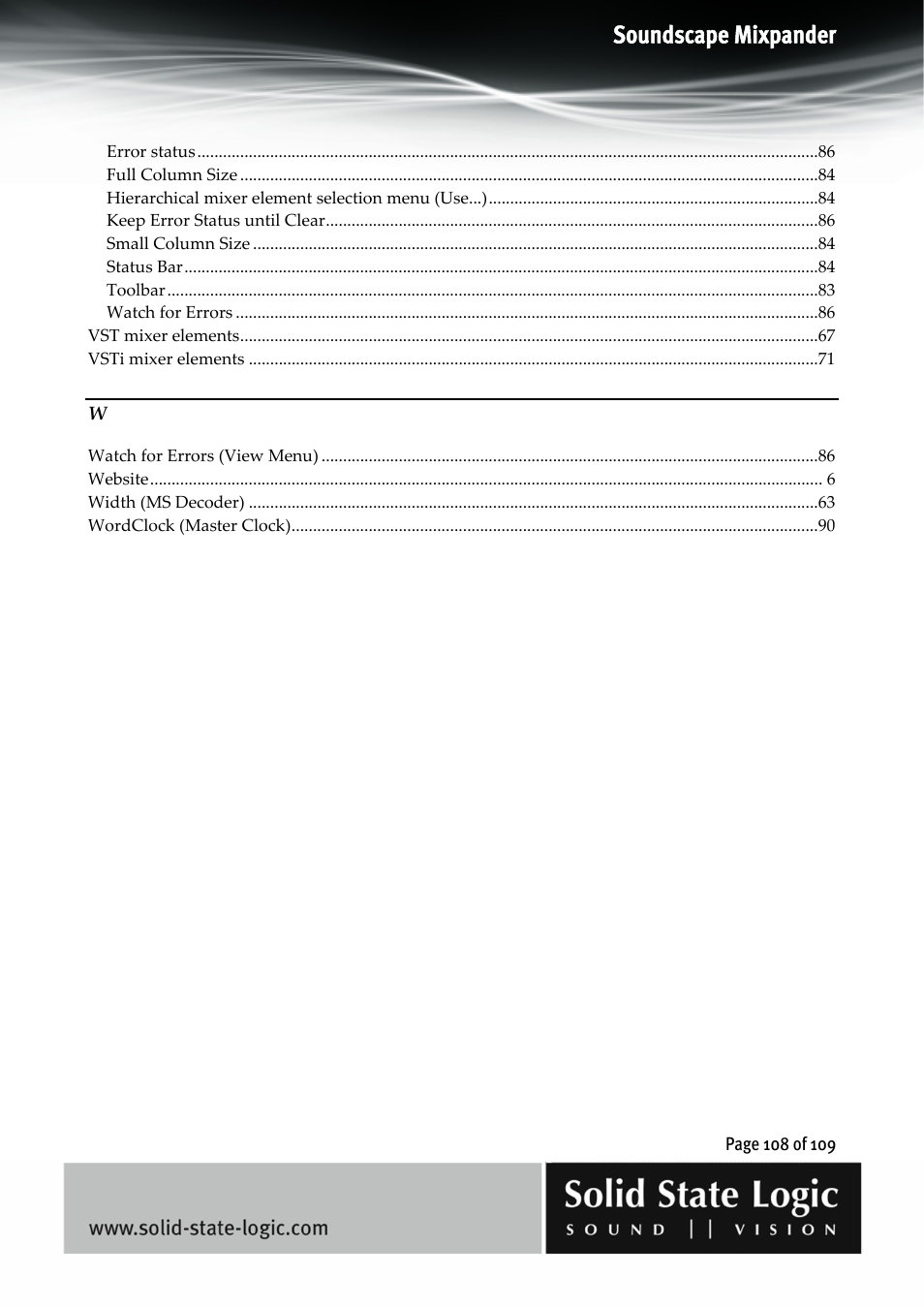 Soundscape mixpander | Solid State Logic Soundscape Mixer User Manual | Page 108 / 109