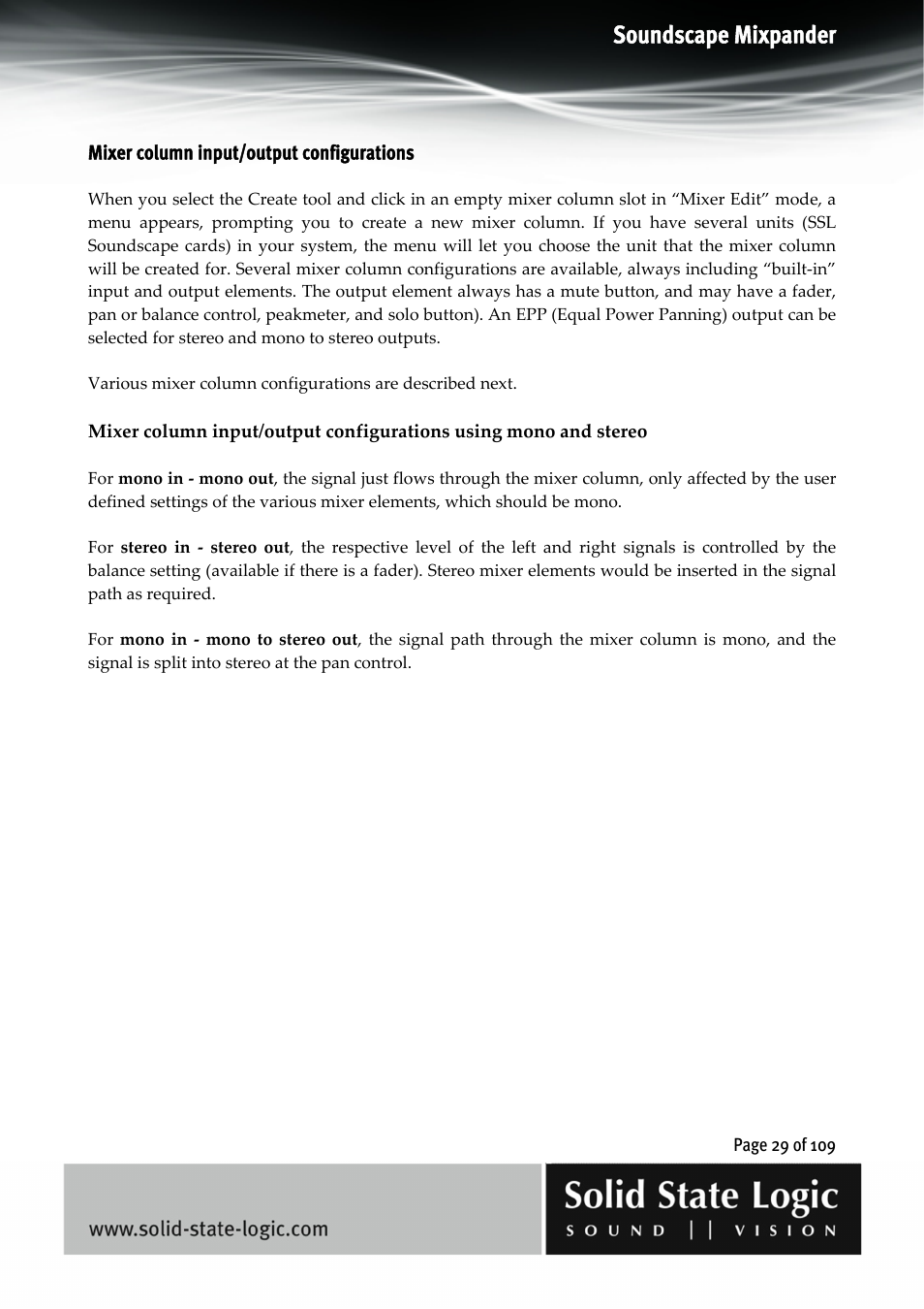 Soundscape mixpander | Solid State Logic Soundscape Mixer User Manual | Page 29 / 109
