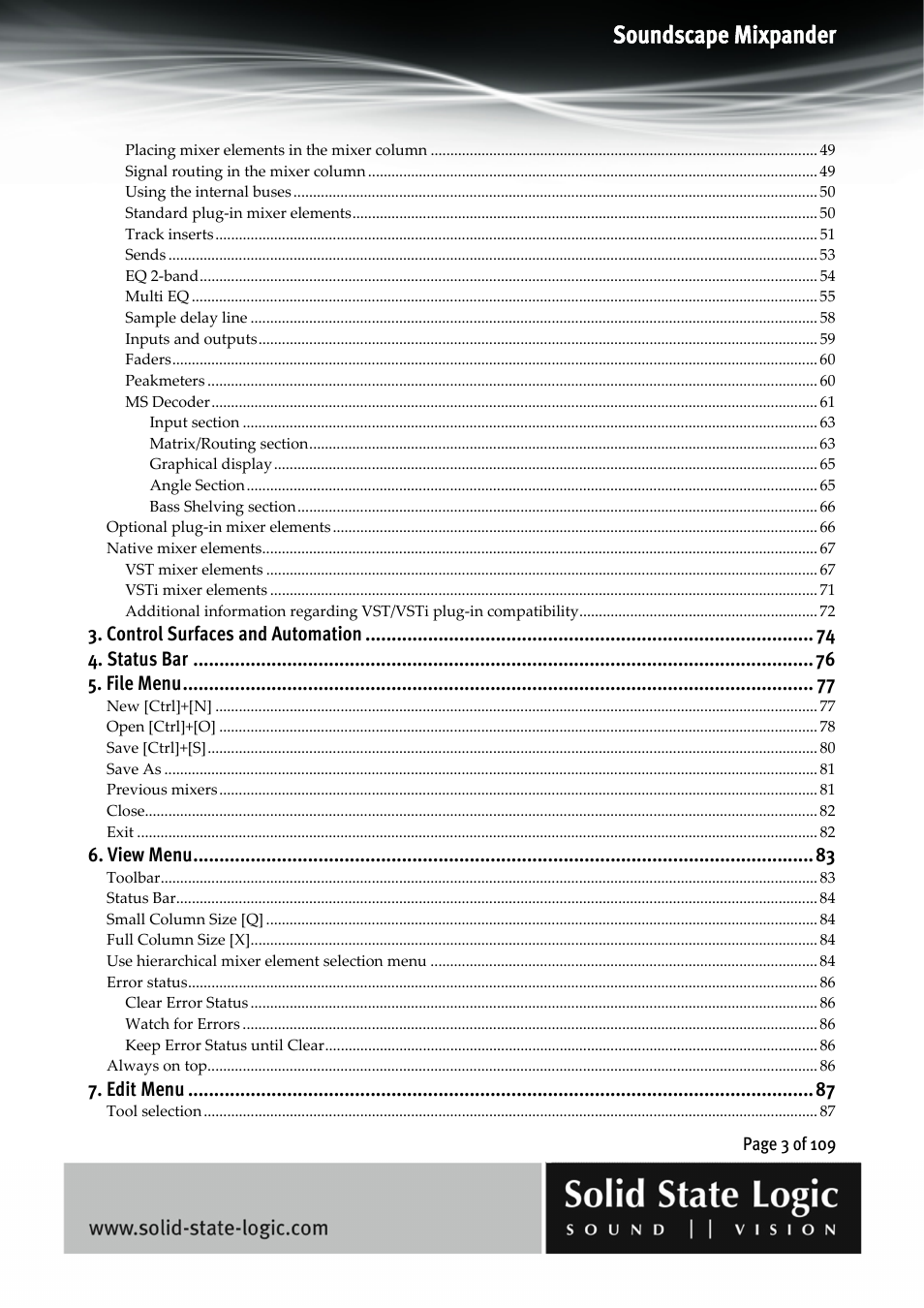 Soundscape mixpander | Solid State Logic Soundscape Mixer User Manual | Page 3 / 109