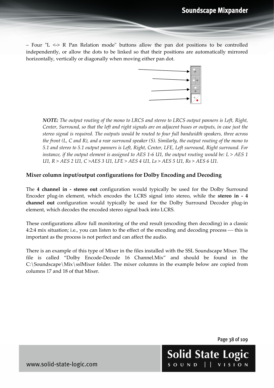 Soundscape mixpander | Solid State Logic Soundscape Mixer User Manual | Page 38 / 109